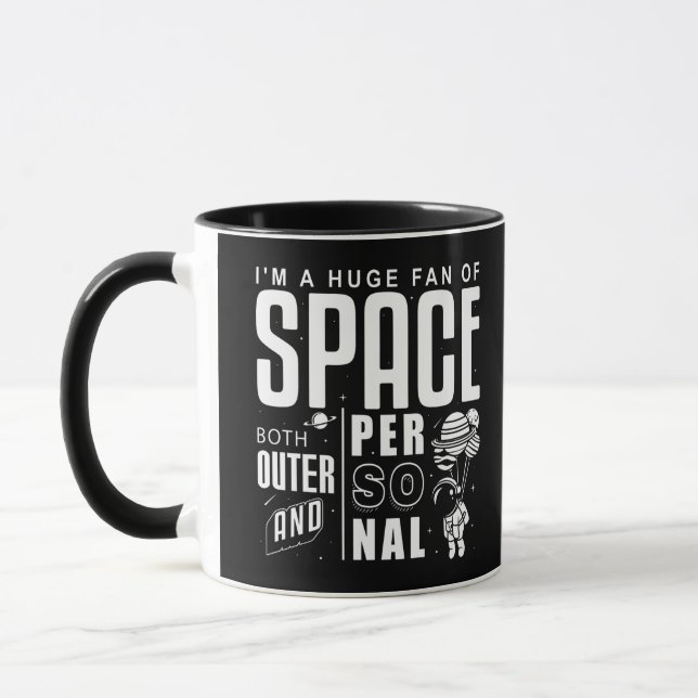 Caneca Sou um grande fã do espaço, tanto no exterior quan (Esquerda)