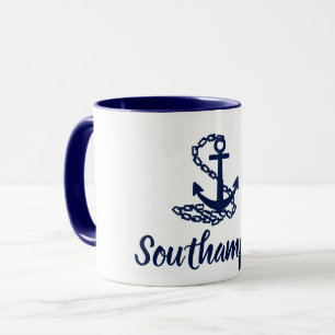 Caneca Southampton - Estilo Marítimo Blue E White Mug
