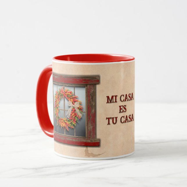 Caneca Southwest Chile Peppers Ristra Wreath Personalized (Frente Esquerda)
