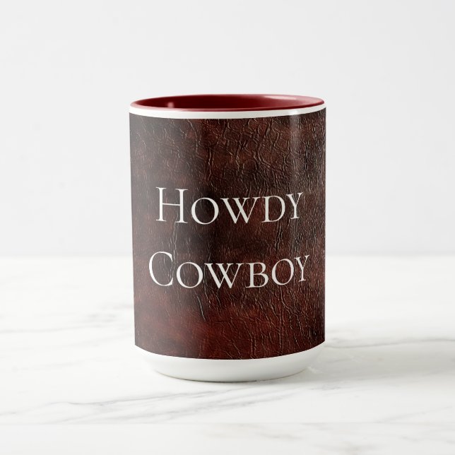 Caneca Southwest Faux Brown Leather Cowhide (Centro)
