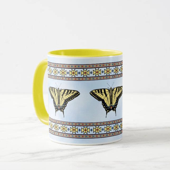 Caneca Southwest Yellow Swallowtail Butterfly Blue Sky (Frente Esquerda)