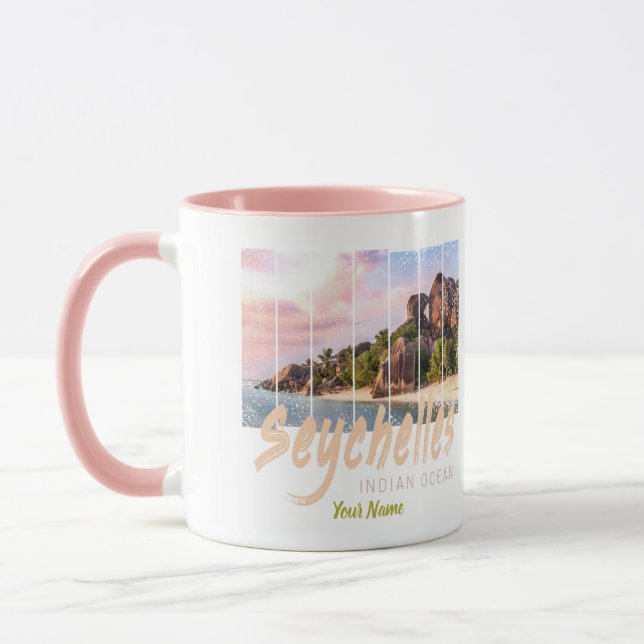 Caneca Souvenir do pôr do sol do Oceano Índico Seicheles (Esquerda)