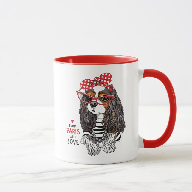 Caneca Spaniel de rei Charles descuidado de Paris com (Direita)