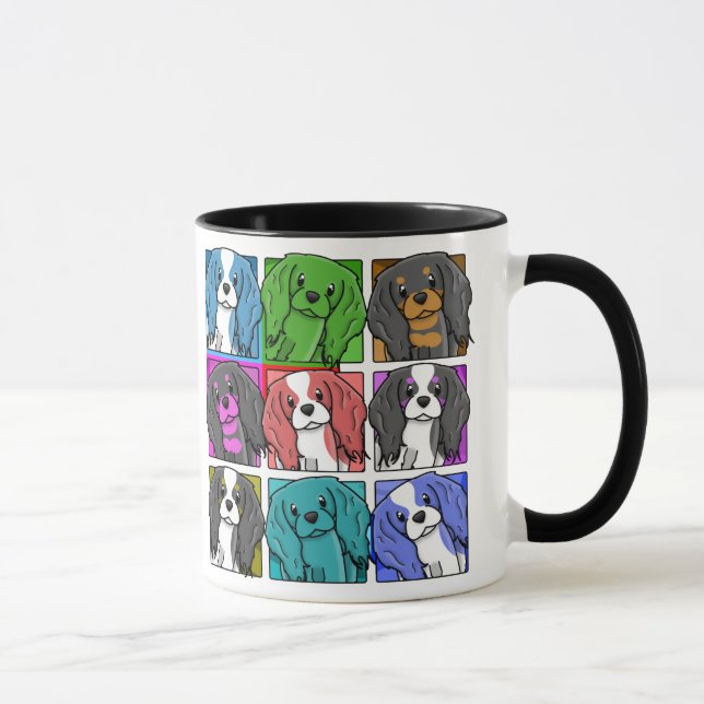 Caneca Spaniel de rei descuidado Charles do pop art (Direita)