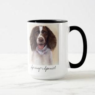 Caneca Spaniel de Springer pintado na Aquarela