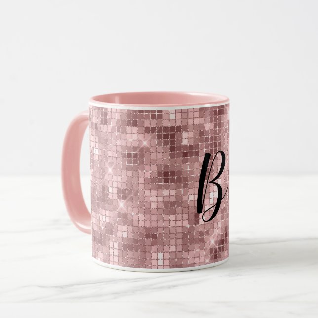 Caneca Sparkle de luxo cor-de-rosa Dourada cinza (Frente Esquerda)