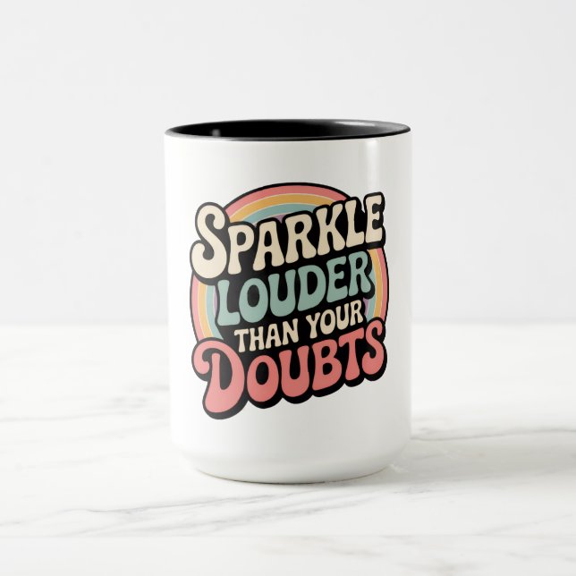 Caneca Sparkle Louder Than Your Doubts Retro Groovy (Centro)