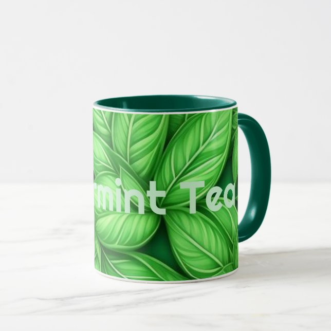 Caneca Spearmint Tea Generative Art Spearmint Folhas (Frente Esquerda)