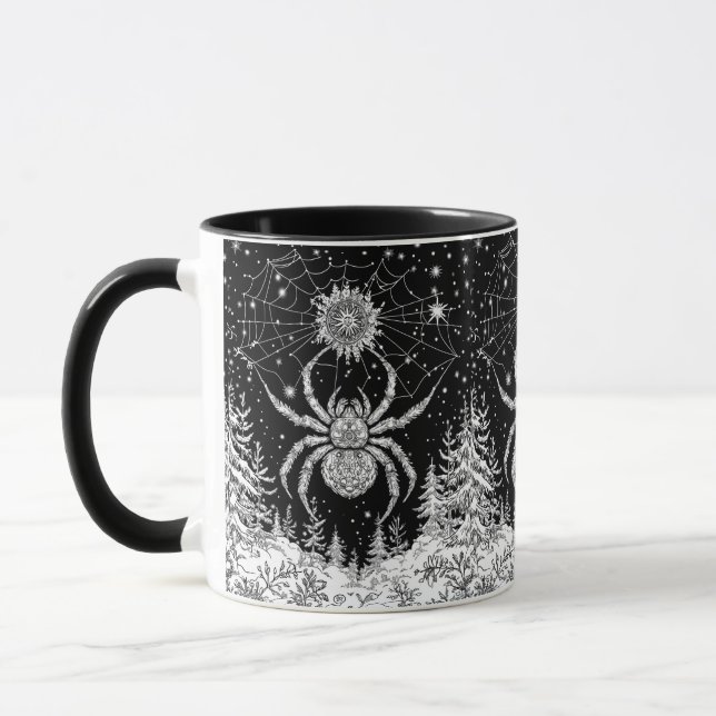 Caneca Spinne mit Mandala Netz magischer Sternenhimmel (Esquerda)