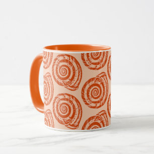 Caneca Spiral Seashell Block Impressão, Coral Orange