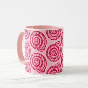 Caneca Spiral Seashell Block Impressão, Coral Rosa e Fuc