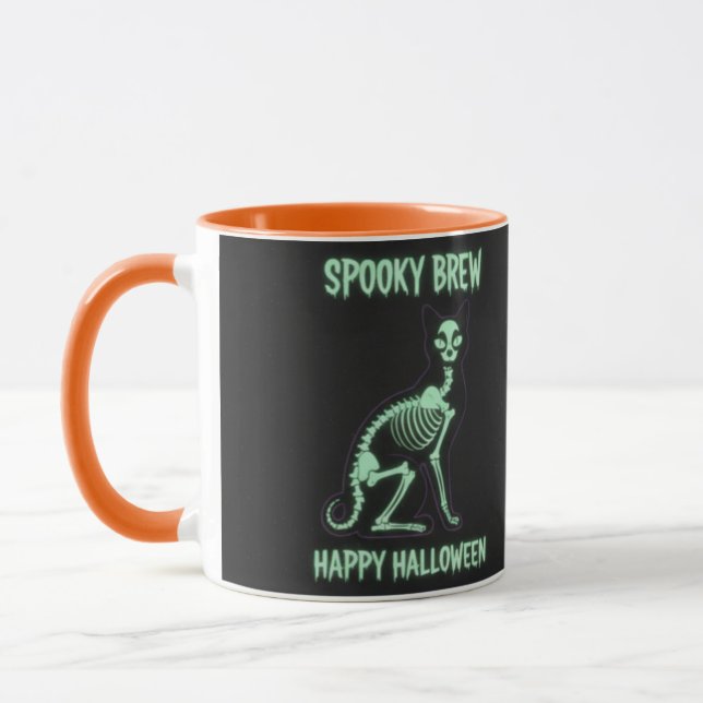 Caneca SPOOKY BREW Skeleton Cat Mug (Esquerda)