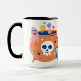 Caneca Spooky Cauldron Ghost Candle Halloween Art Design