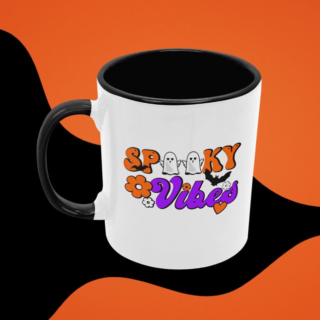 Caneca Spooky Vibes Ghosts (Start your day with coffee and spooky vibes!
)
