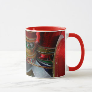 Caneca Spools de Férias de Natal Vermelho e Dourado