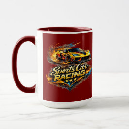 Caneca Sports Car Racing Fire Graphic Combo Coffee Mug