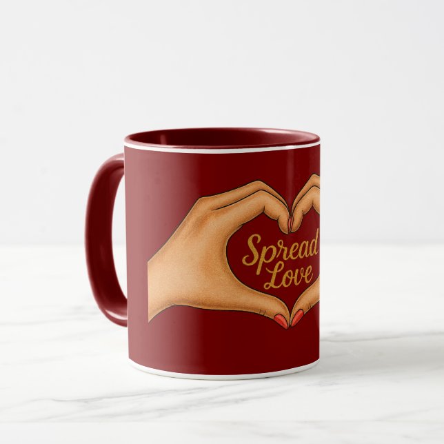 Caneca Spread Love Heart Hands Gold Combo Mug (Frente Esquerda)