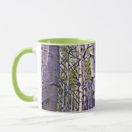 Caneca Spring Aspen Tree Woodland Purple Green Coffee