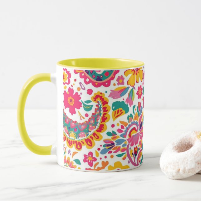 Caneca Spring Floral Paisley (Com Donut)