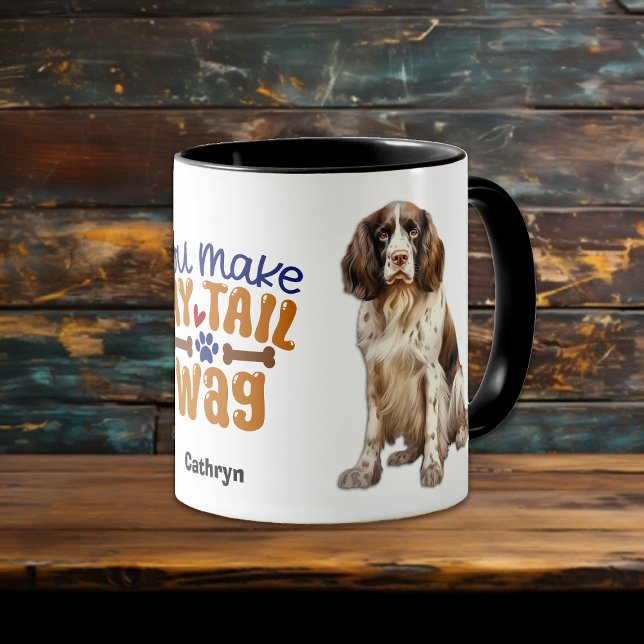 Caneca Springer Spaniel Dog Você Faz Minha Cauda (Criador carregado)