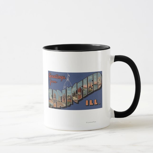 Caneca Springfield, Illinois - Cenas com Letras Grandes (Direita)