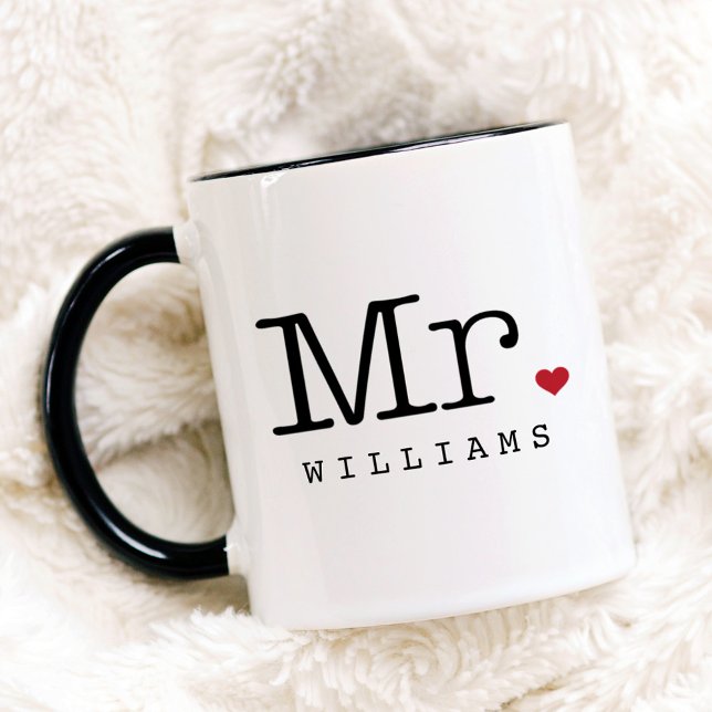 Caneca Sr Antigo Monograma Personalizado de Casamento (Criador carregado)