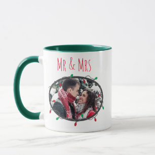 Caneca Sr. e Sra. Natal Luzes Vermelhas e Verdes Coffee M
