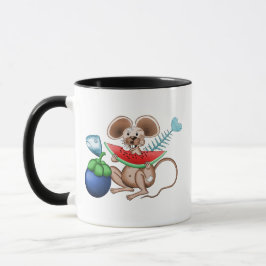 Caneca Sr. Rato desfrutando de sua refeição no restaurant