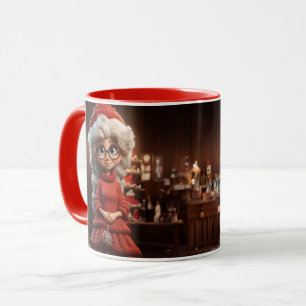 Caneca Sra. Claus Em Um Vestido De Roupa
