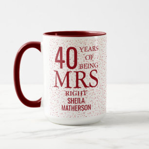 Caneca Sra. Right Diversão 40º Aniversário de Casamento C