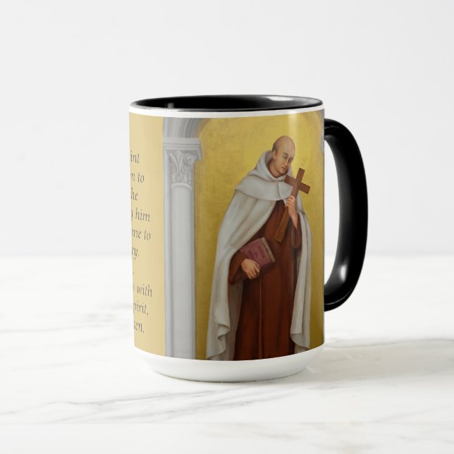 Caneca St John da oração carmelita transversal (Frente Esquerda)