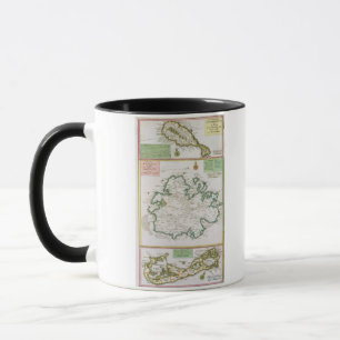 Caneca St. Kitts, Antígua e Bermuda, detalhe de um mapa