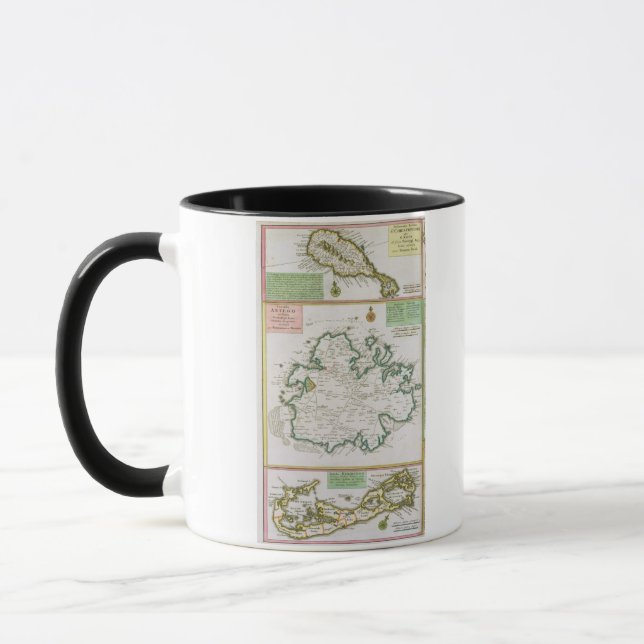 Caneca St. Kitts, Antígua e Bermuda, detalhe de um mapa (Esquerda)
