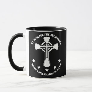 Caneca St Michael o arcanjo - estêncil branco