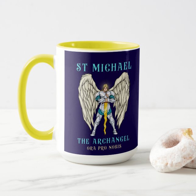 Caneca St Michael The Archangel Catholic Prayer Mug (Com Donut)