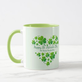 Caneca St. Patrick's Day Shamrock Heart Family Keepsake