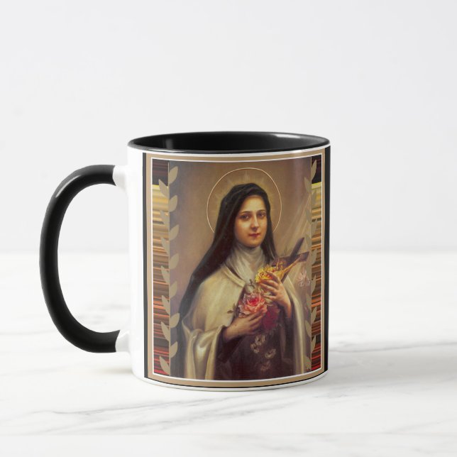 Caneca St. Therese os rosas pequenos do rosa da flor (Esquerda)