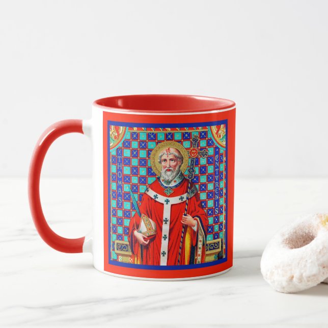 Caneca St. Thomas Becket em Chasuble Vermelho (K 34) Cane (Com Donut)