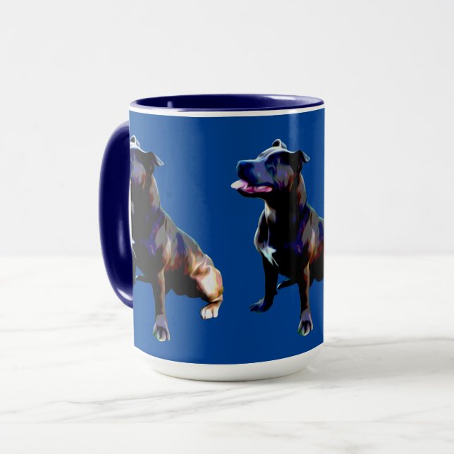 Caneca Staffordshire Bull Terrier Painado, Café Mug (Frente Esquerda)