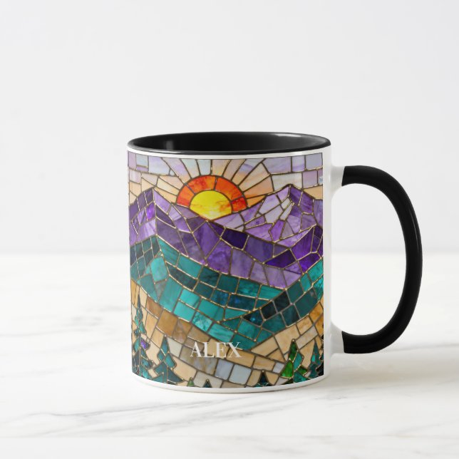 Caneca Stained Glass Mountain Sunrise Mug  (Direita)