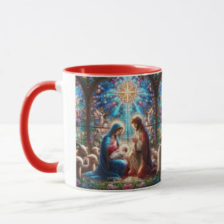 Caneca Stained Glass Nativity Scene