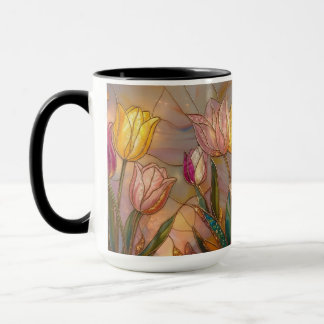 Caneca Stained Glass Tulip Mug: Floral Art