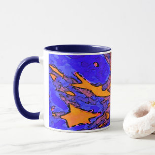Caneca Star Art Mug com Marinho Blue Handle e Dentro