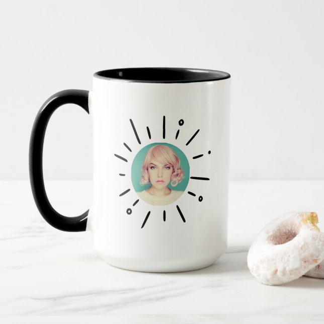 Caneca STARBURST |  Simple Fun & Playful Custom Photo Mug (Com Donut)