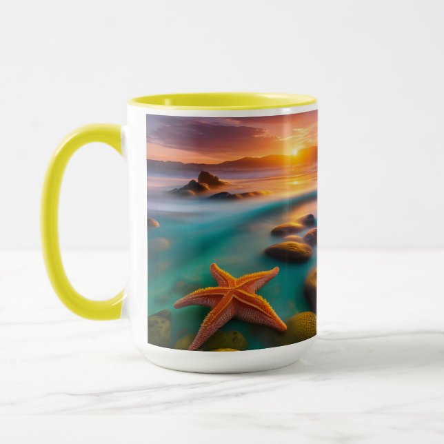 Caneca Starfish na praia no Dawn (Esquerda)