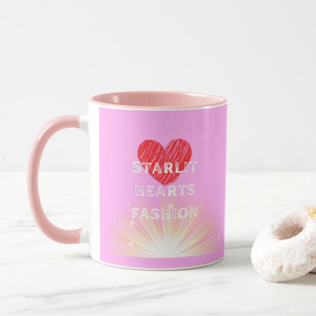 Caneca Starlit Hearts Fashion Red Heart Shine Combo (Com Donut)