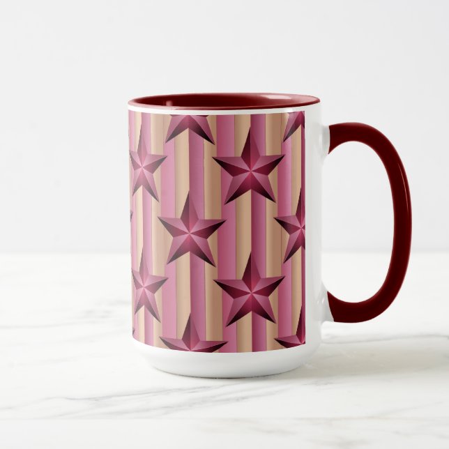 Caneca Starry Maroon Pink Beige White Combo Mug (Direita)