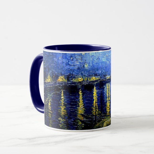 Caneca Starry Night over the Rhone por van Gogh (Frente Esquerda)