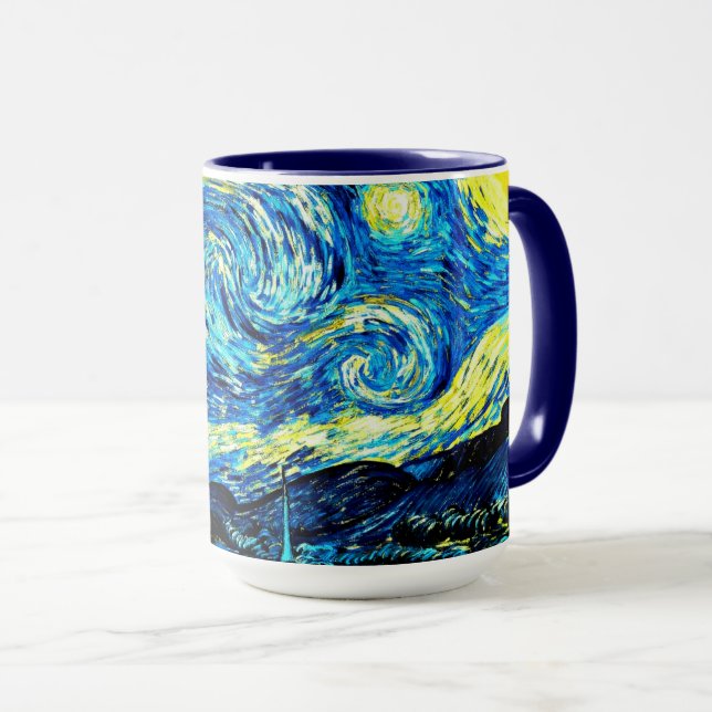 Caneca Starry Night por Vincent van Gogh (Frente Esquerda)