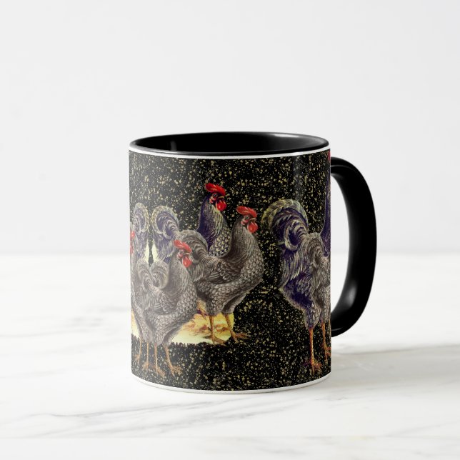 Caneca Stars Douradas Preto-Rooster (Frente Esquerda)